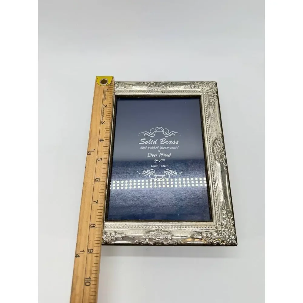 Solid Brass Silver Plated Hinged Double Picture Frame 5x7 Indonesia 1.3 lb